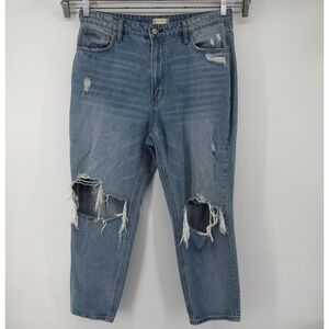 Altar'd State Jeans Women 32 Blue Vervet T5333 High Rise Distressed Mom ripped